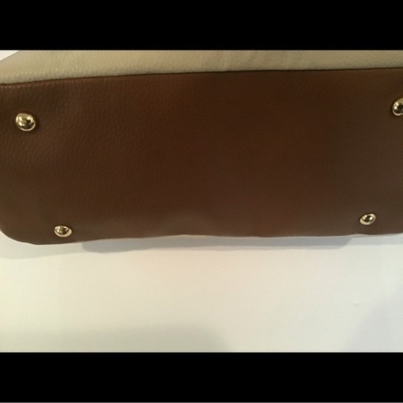 Tignanello block patterned satchel purse, tan, cream and brown in EUC - Picture 8 of 9